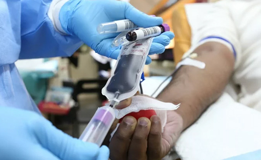 The process starts with expired donor blood