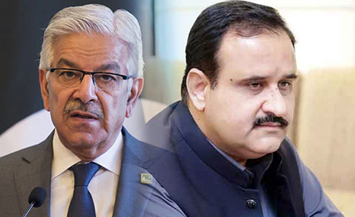 Defence Minister Khawaja Asif and Punjab Chief Minister Usman Buzdar